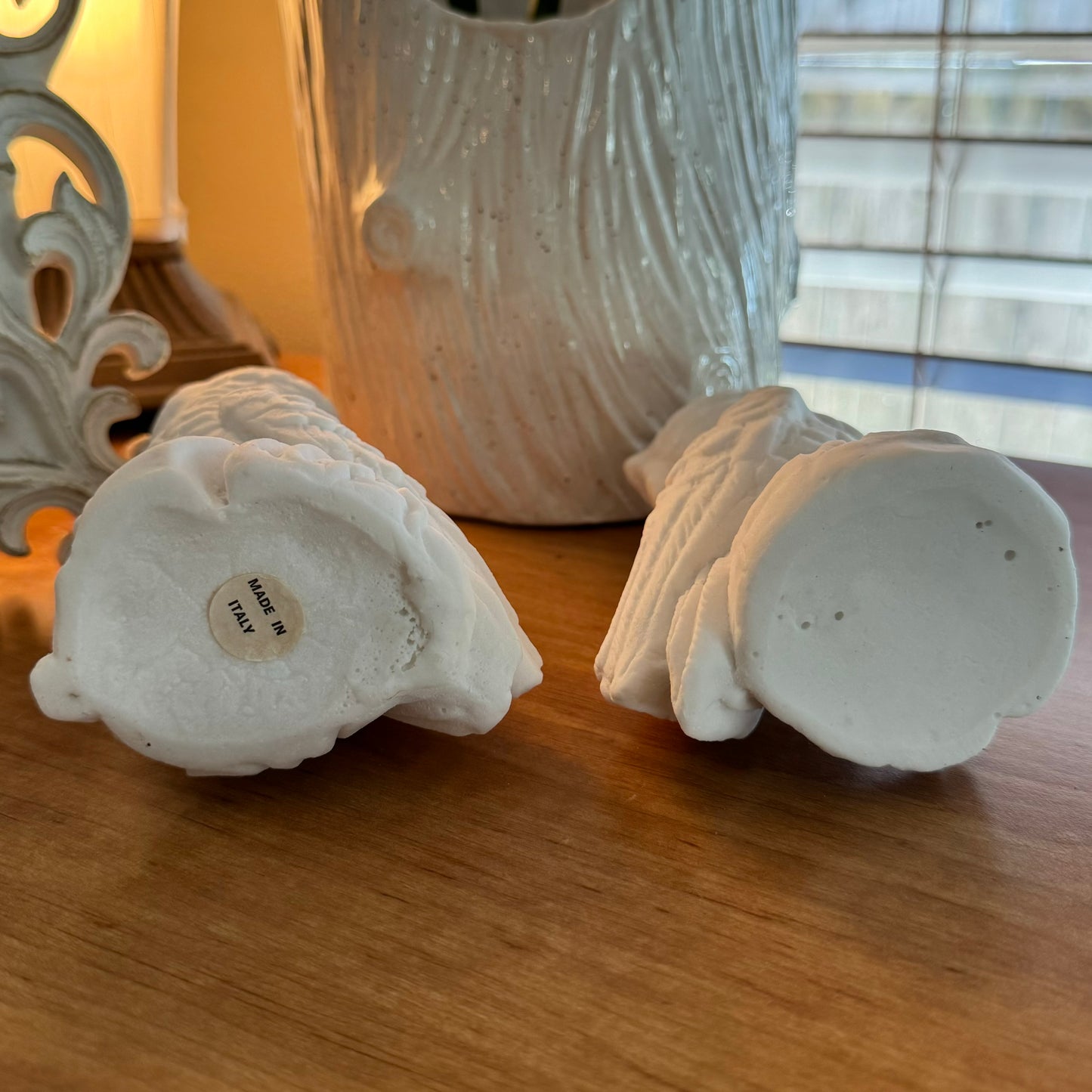 Pair of white Alabaster Owls