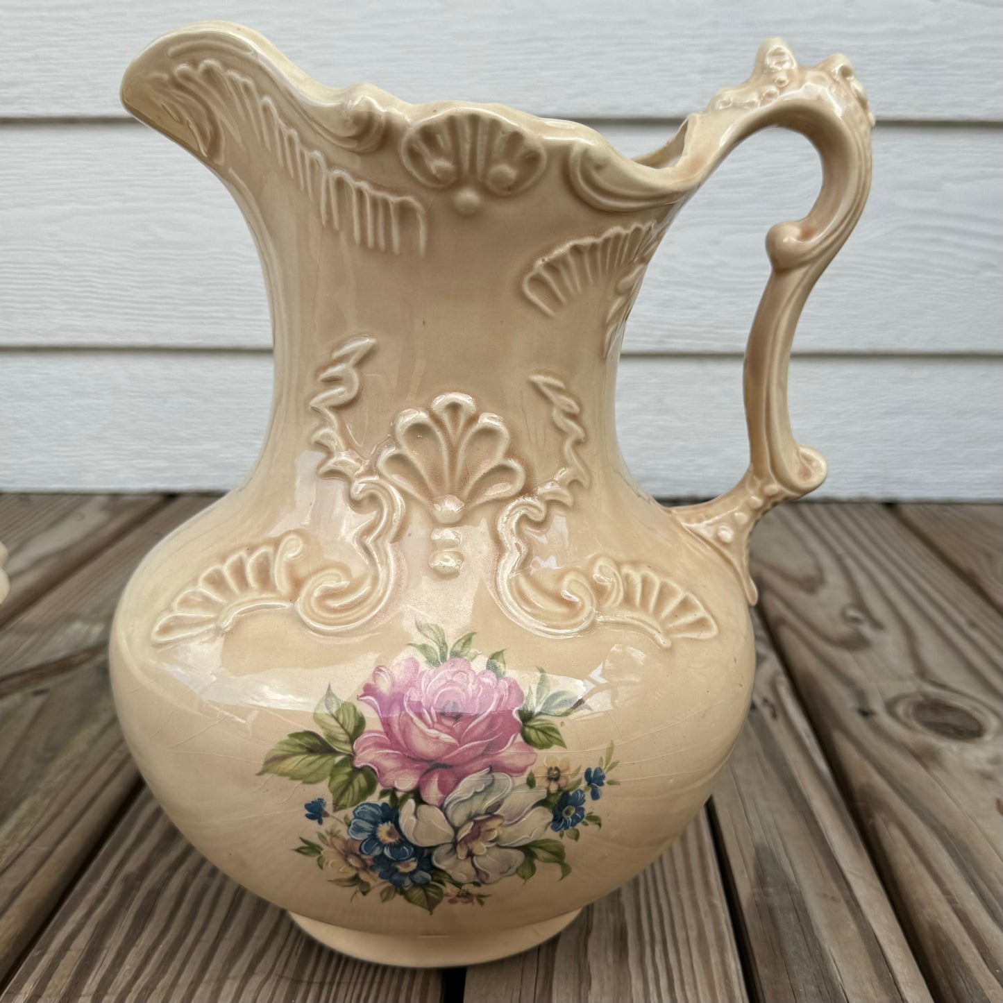 Antique Pitcher & Basin Set (Rose Pattern)