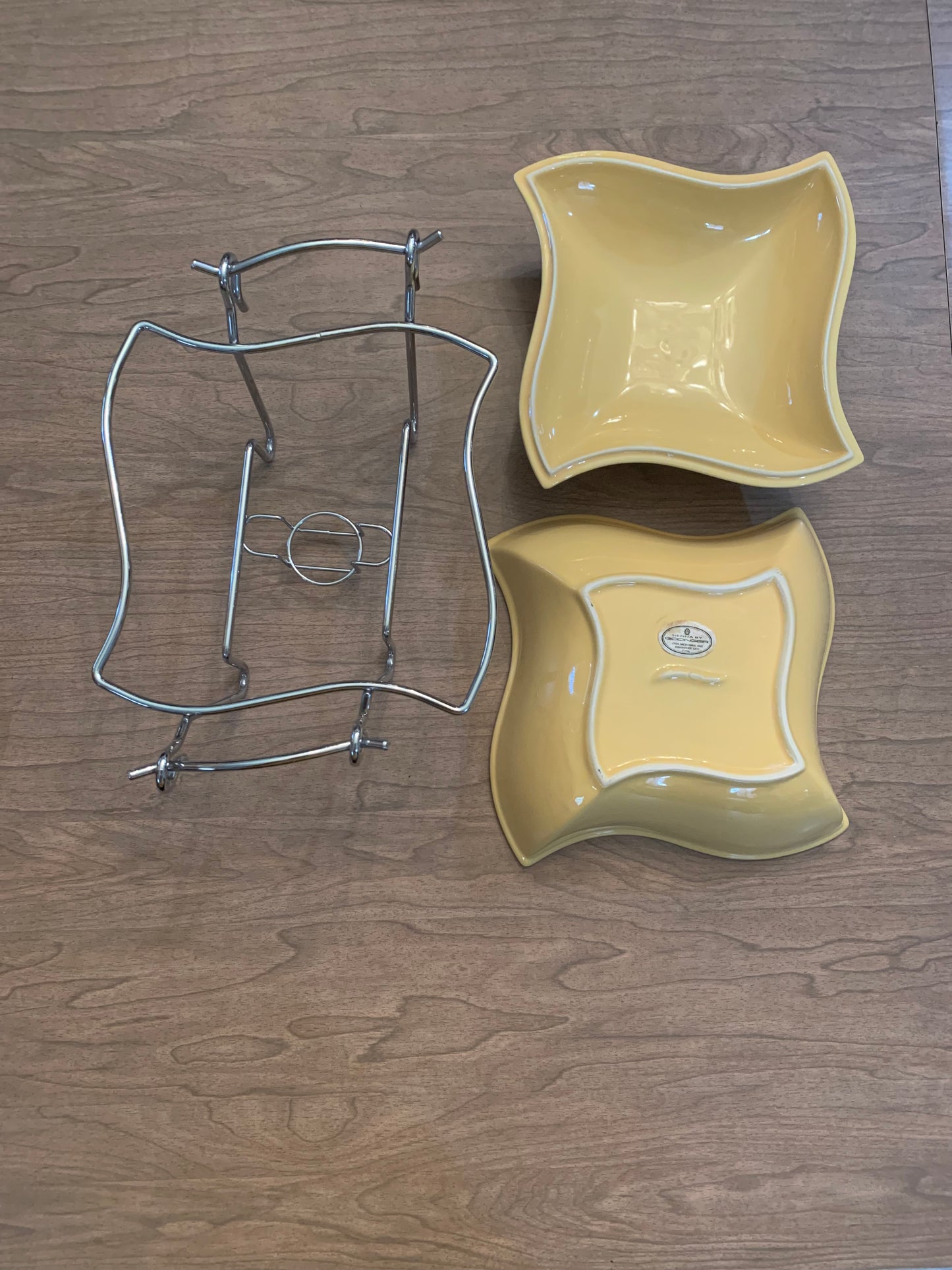 Godinger Porcelain 1 Quart Baker/Chafing Dish with Chrome Warmer Stand