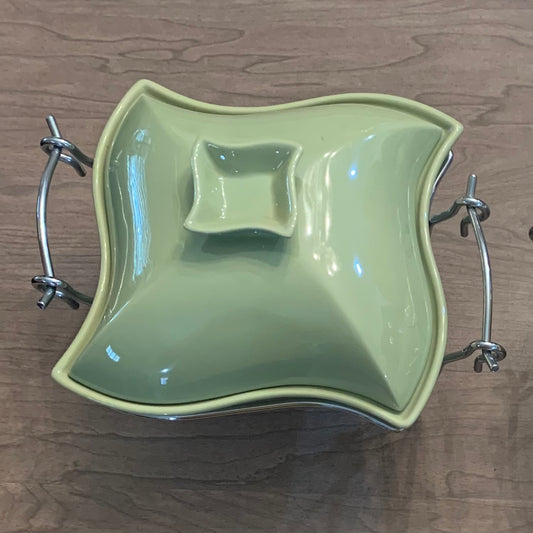 Godinger Porcelain 1 Quart Baker/Chafing Dish with Chrome Warmer Stand