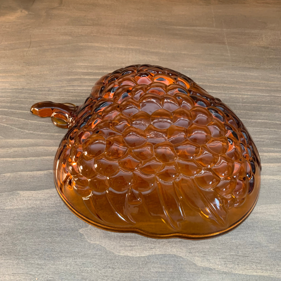 Vintage Indiana Glass Large Amber Grape Shaped Bowl - Fruit Bowl