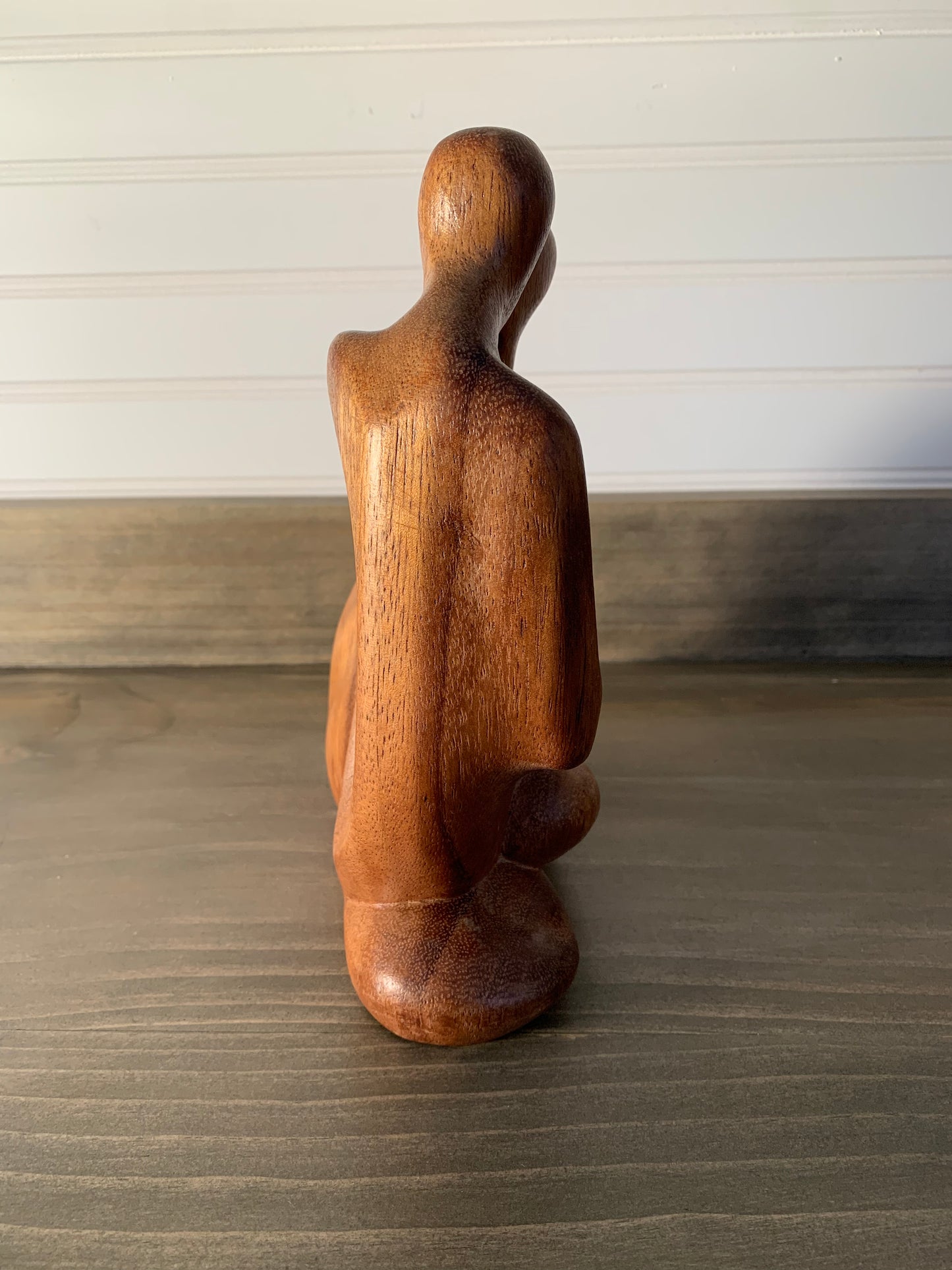 Vintage Modern Teakwood Art Sculpture "Memories" Bali 1997 Intimate Love Couple