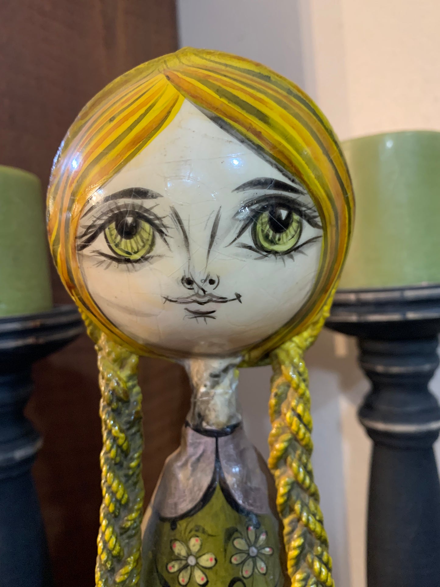 Mexico Folk Art Sermel Papier Mache Tonala JAL Senorita Doll Figurine 14"