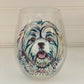 Dog portraits on stemless wine goblets (set of 4)