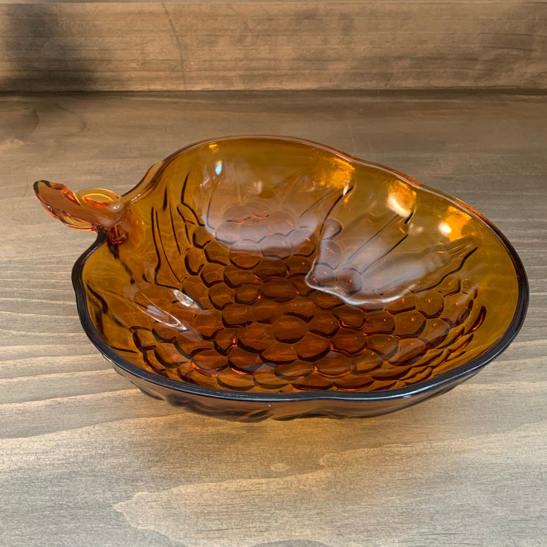 Vintage Indiana Glass Large Amber Grape Shaped Bowl - Fruit Bowl