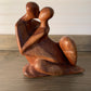 Vintage Modern Teakwood Art Sculpture "Memories" Bali 1997 Intimate Love Couple