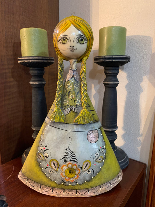 Mexico Folk Art Sermel Papier Mache Tonala JAL Senorita Doll Figurine 14"