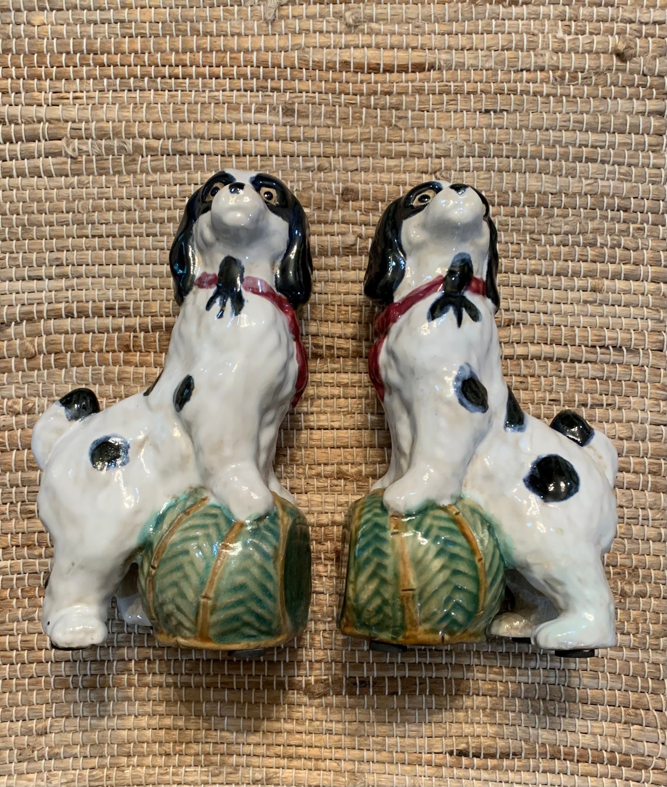 Vintage Majolica on sale Stanfordshire Cavalier Dog Bookends